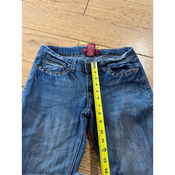RED‎ RIVET Women's Blue Denim Flare Jeans Stud Embellished Pockets Size 9 - Picture 4 of 10